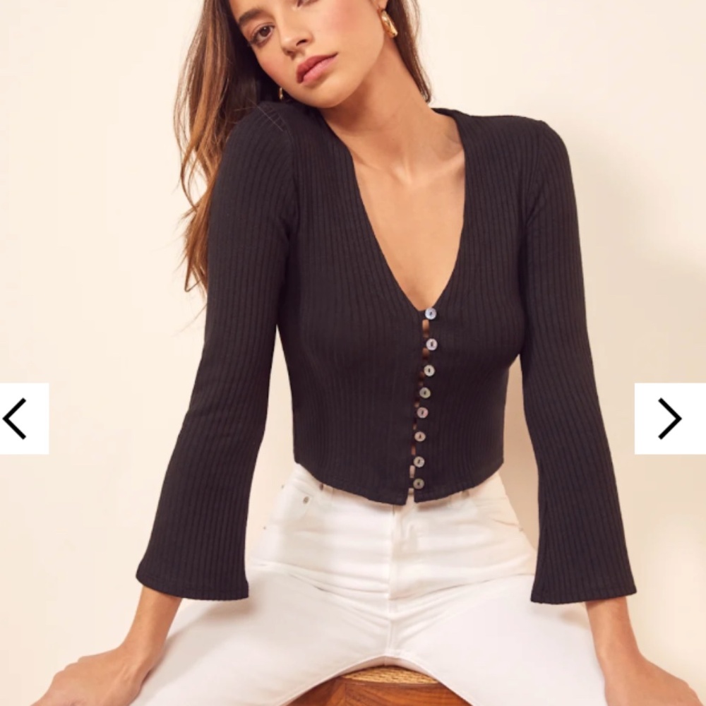Reformation Gellar Knit Top Black - Size XS